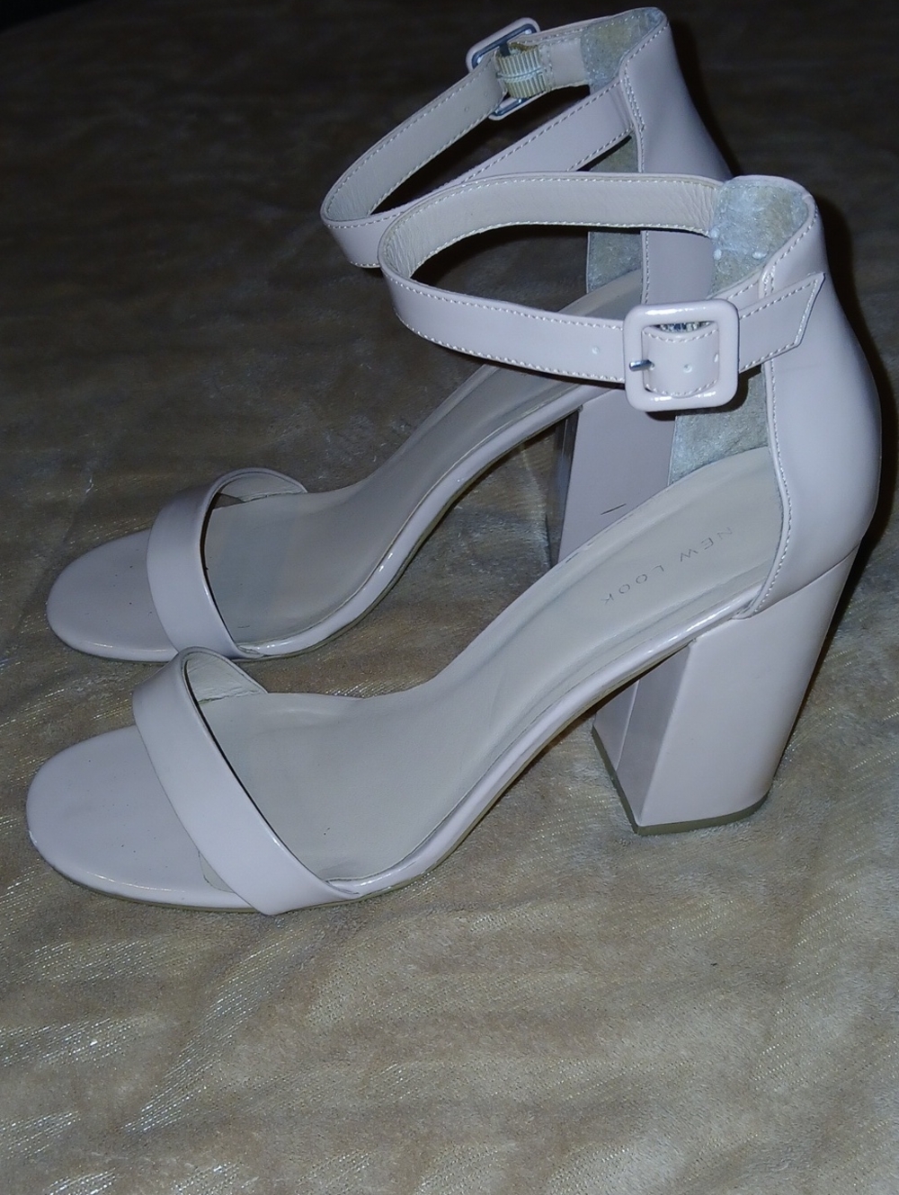 Womens New Look Pale Pink Blush Nude Block Heel Ankle Strap Sandals Sz: 9/42